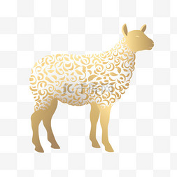 十二生肖金色动物羊金箔形状形象
