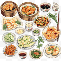 手绘中国食品插图