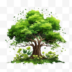 绿色的树木植物大树树