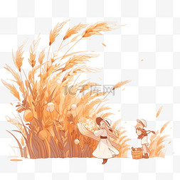 秋天丰收的麦穗卡通手绘