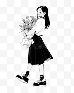 一个手上拿着花被亲吻过的女孩