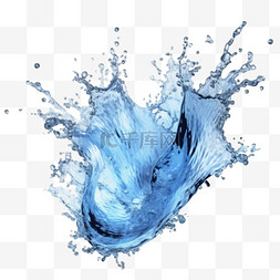 水波纹图片_蓝色水波飞溅，透明背景上的波纹