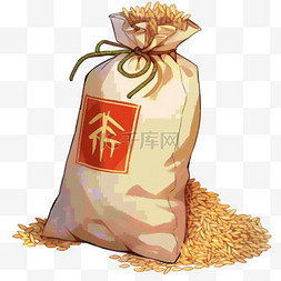 装袋子图片_卡通袋子里的水稻稻子元素