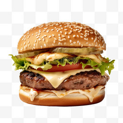 牛肉干素描图片_美味的双层芝士牛肉汉堡美食快餐