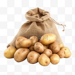 土豆图片_摄影图麻袋里的土豆免抠图