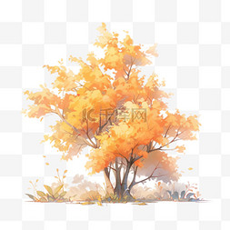 手绘秋天的树叶图片_秋天植物叶子栾树树叶元素