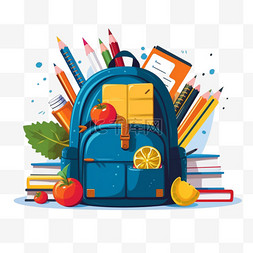 彩色铅笔图片_学生背包里有教学用品书学习教育