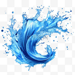 蓝色水滴背景图片_蓝色水波飞溅，透明背景上的波纹