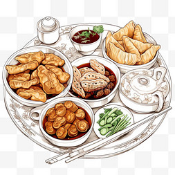 中餐手绘美食图片_手绘中国食品插图