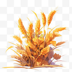 卡通秋天麦田图片_手绘秋天丰收的麦穗元素