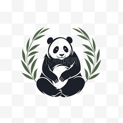 logo动物设计图片_熊猫剪影标志设计模板图标标志