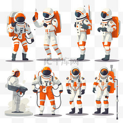 宇航员向量以平面卡通风格设定的