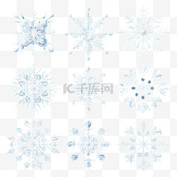 小巧的图标图片_蓝色背景下的冬季雪花插图