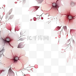 玫瑰花卉背景图片_水彩花卉背景与美丽的花叶