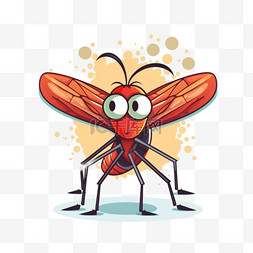 飞虫图片_与蚊子卡通人物隔离的贴纸设计