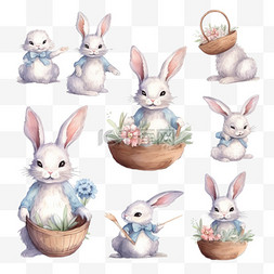 复活节庆祝图片_手绘复活节兔子系列