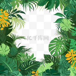 花树边框图片_平坦的丛林背景植物边框