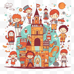 手绘平面世界儿童节背景