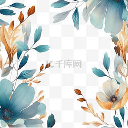水彩花卉背景图片_水彩花卉背景与美丽的花叶