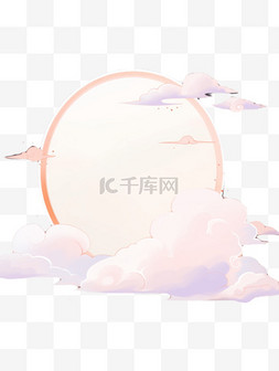中国风插画水彩月亮云朵七夕节免