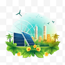 环保模板图片_太阳能海报模板矢量环境技术