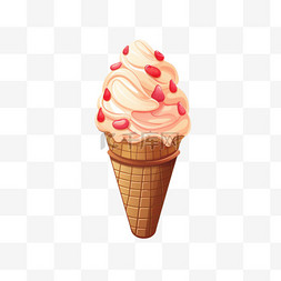 png华夫饼图片_冰激凌蛋筒卡通图标插图。甜食图