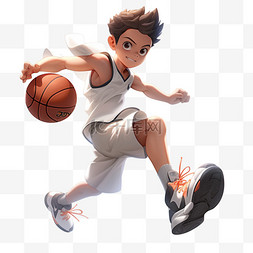 打篮球的男孩3d卡通元素
