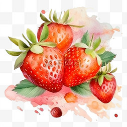 草莓水果手绘图片_海报与水果-主题水彩，创意草莓