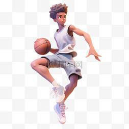 元素打篮球的男孩3d卡通