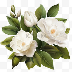 春花的图片_白色的栀子花