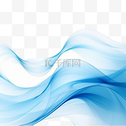 优雅的蓝色波浪流动透明背景矢量