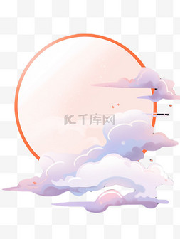 七夕图片_中国风插画水彩月亮云朵七夕节免