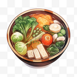 水彩风格中餐营养蔬菜汤