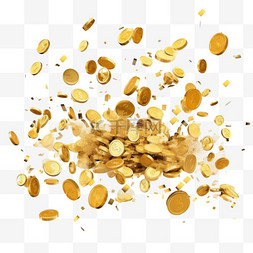 金币雨图片_金钱雨落3d卡通风格的纸币和金币