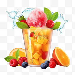 夏天味道海报图片_夏日冰雪海报，带有草莓、芒果和
