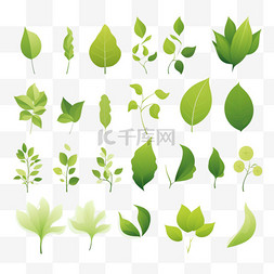 矢量茶树图片_保留绿色图标集。不同的优雅造型