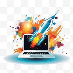 创业图片_火箭用笔记本电脑推动数字营销社