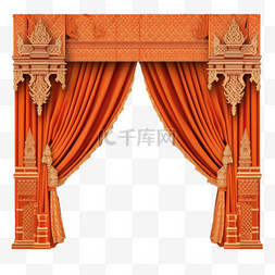 泰国图案舞台背景，带窗帘，用于