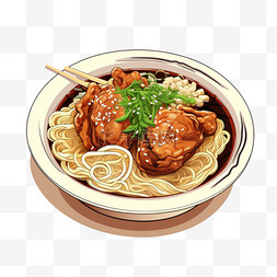 传统美食面条图片_手绘mie ayam食品