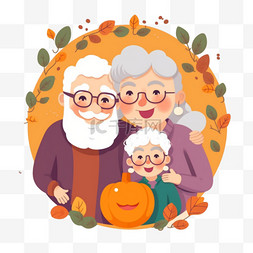 老年夫妇卡通图片_国际祖父母日插图动画片