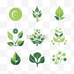 树叶图片_保留绿色图标集。不同的优雅造型