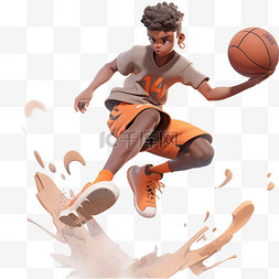 卡通打篮球图片_卡通男孩打篮球的3d元素