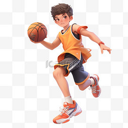 打篮球的3d卡通男孩元素