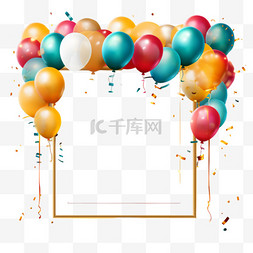 派对图片_用相框和气球祝你生日快乐