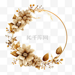 美丽花框图片_美丽的圆形金色花朵框架设计