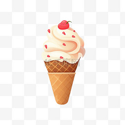 浓缩酸奶图片_冰激凌蛋筒卡通图标插图。甜食图