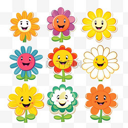太阳卡通人物图片_时髦的花朵卡通人物搞笑快乐雏菊