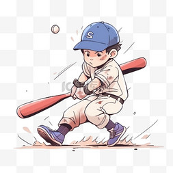男孩卡通棒球元素手绘