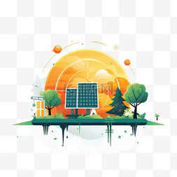 环境旗帜图片_太阳能海报模板矢量环境技术