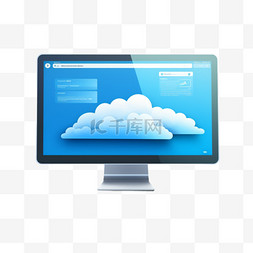 分之图片_带有云软件的网页的四分之三视图